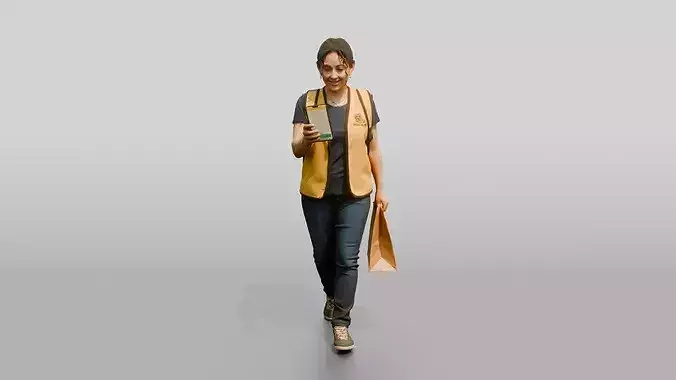 Food Delivery Woman 3D model 6