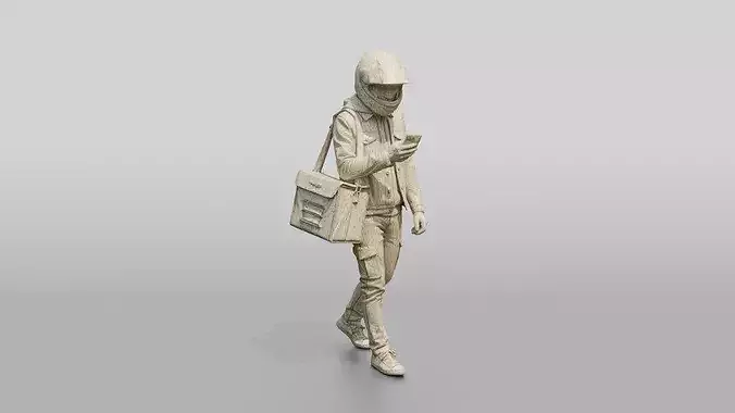 Helmeted Food Courier 3D model 7