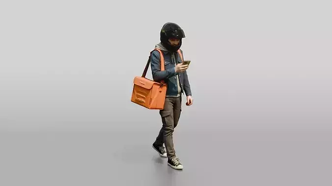 Helmeted Food Courier 3D model 2