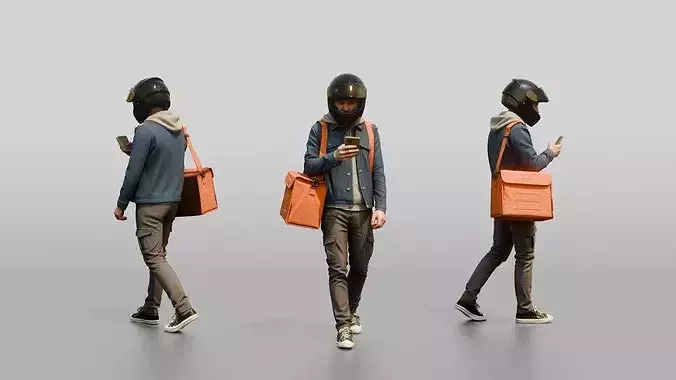 Helmeted Food Courier 3D model