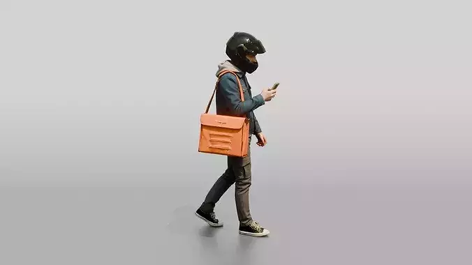 Helmeted Food Courier 3D model 3