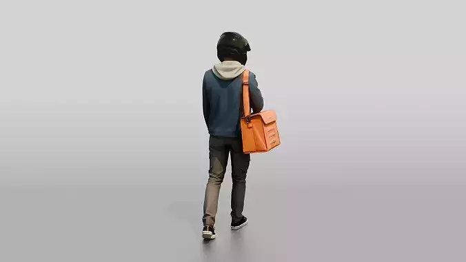 Helmeted Food Courier 3D model 4