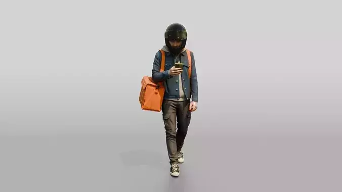 Helmeted Food Courier 3D model 6