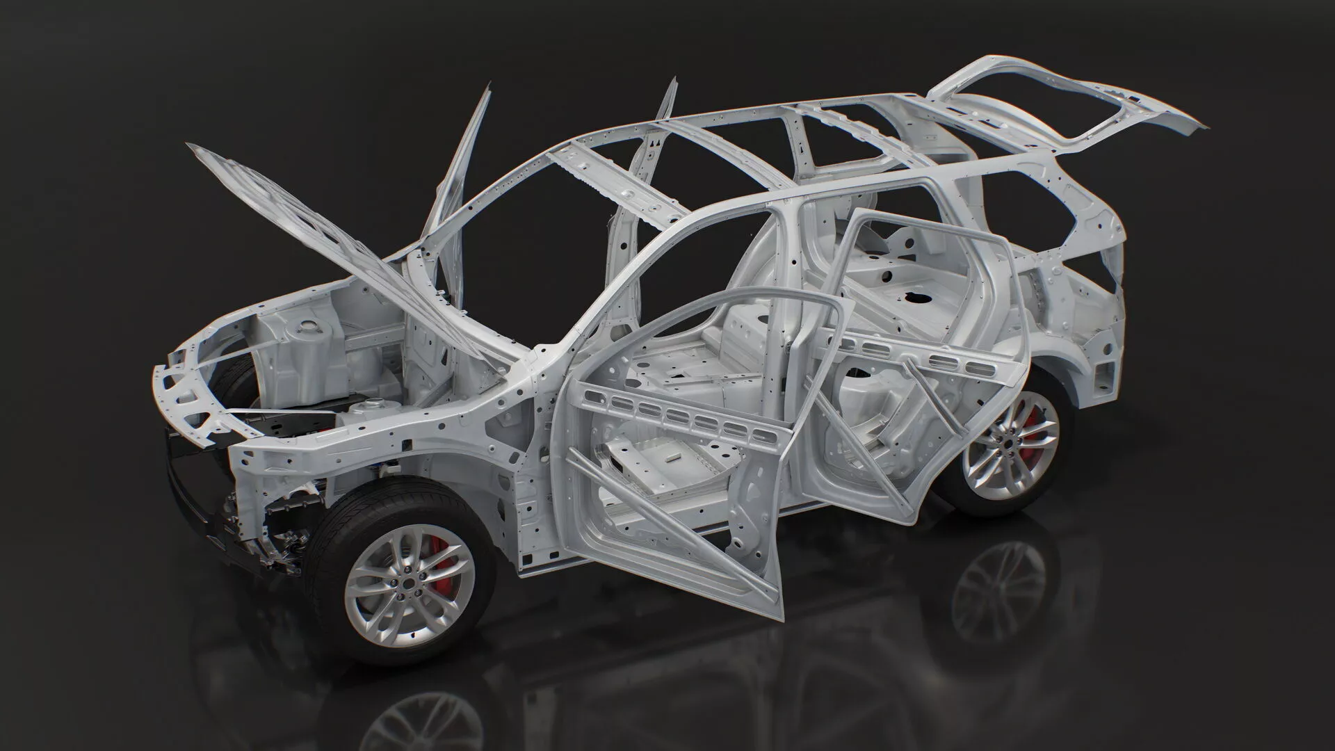 SUV Car Frame Structure with Chassis Rigged for Maya 3D model