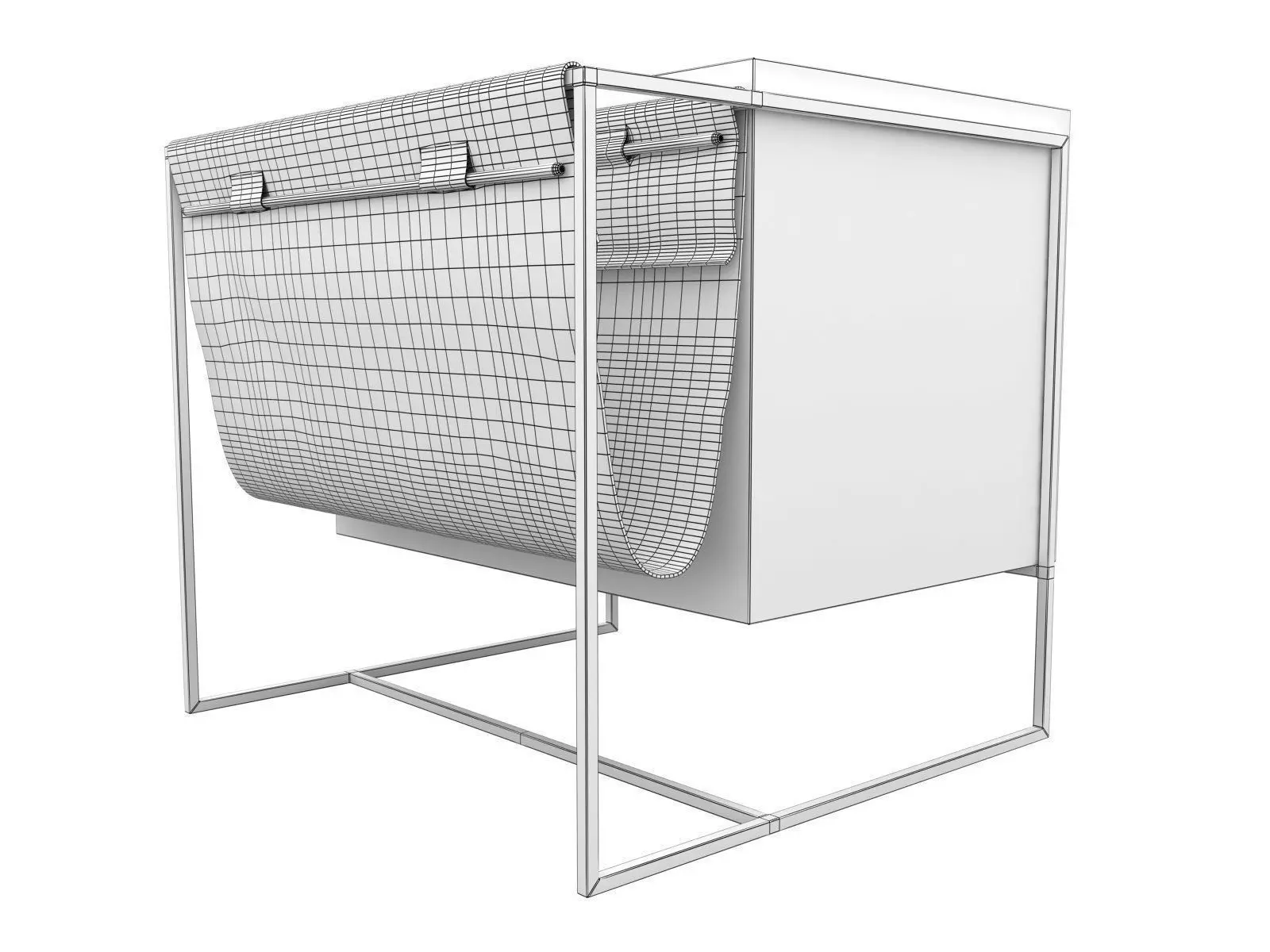 Brick side table with two drawers and gold frame 3D model_4