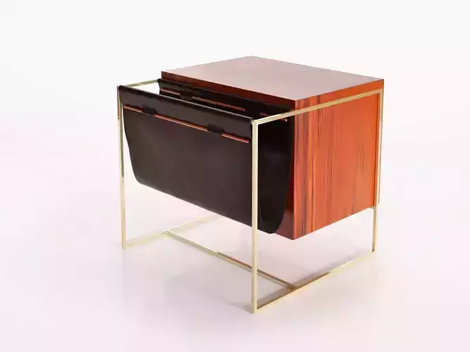 Brick side table with two drawers and gold frame 3D model Brick side table with two drawers and gold frame 3D model