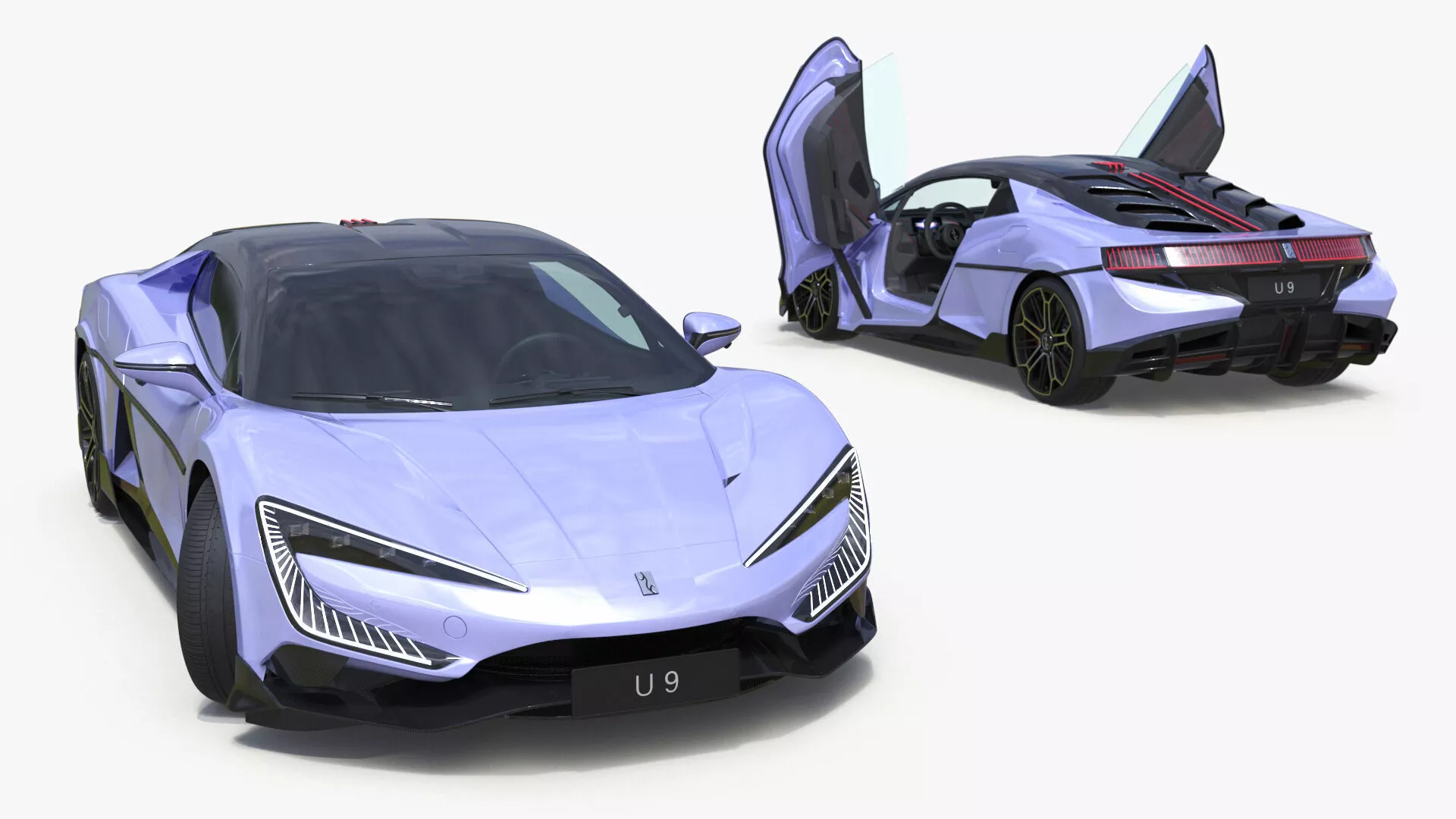 BYD Yangwang U9 Violet Supercar Rigged for Cinema 4D 3D model