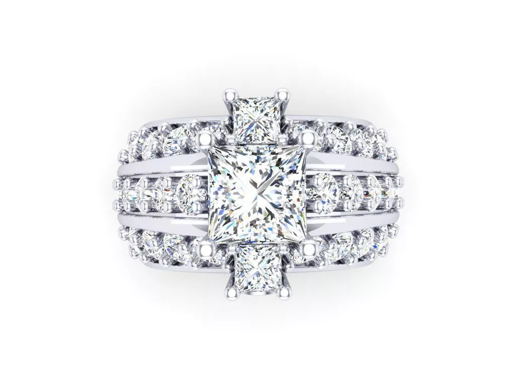 Massive Three Row Diamond Ring 3DM 3D print model