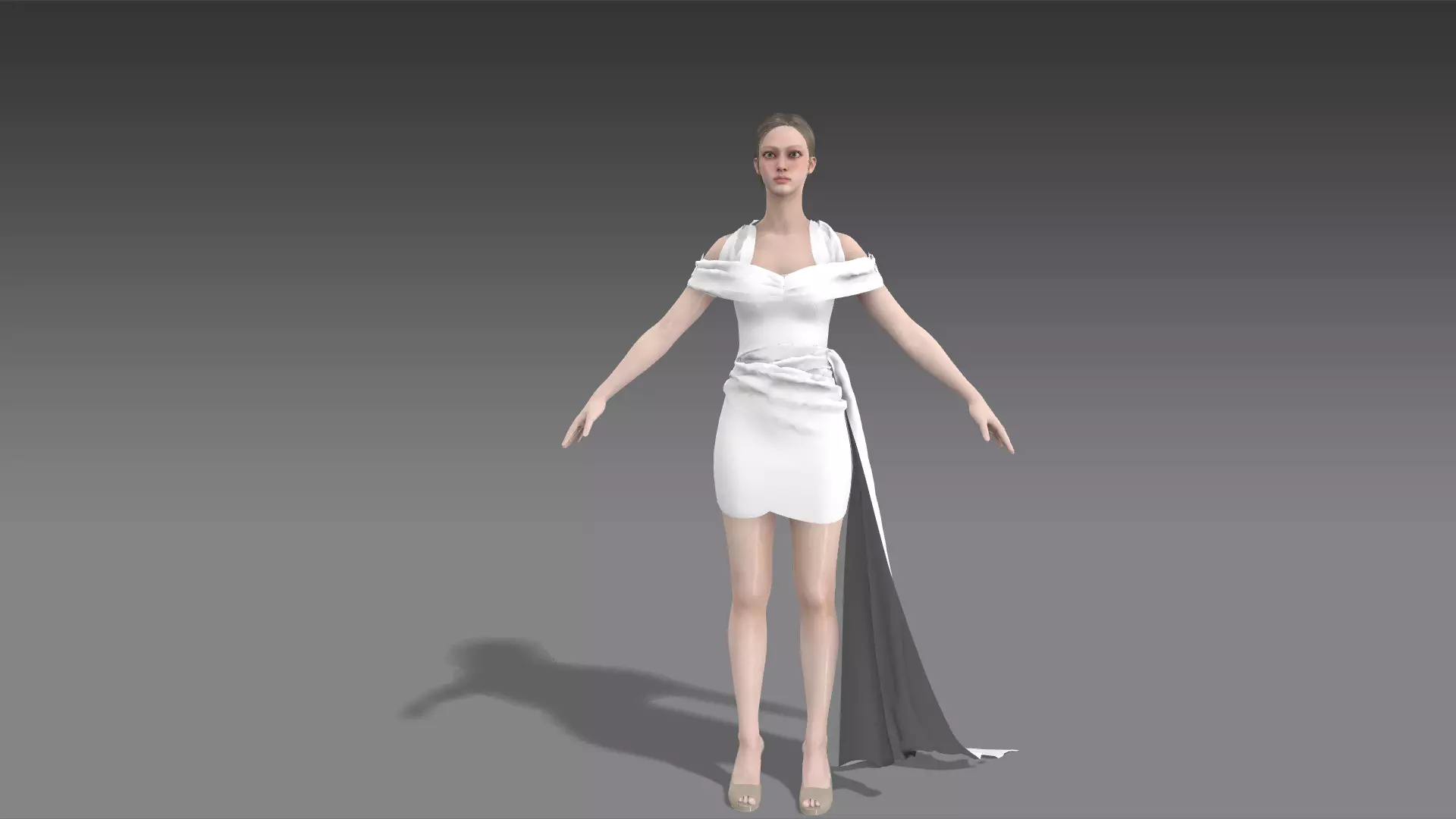 halter-neck dropped-sleeved Low-poly 3D model