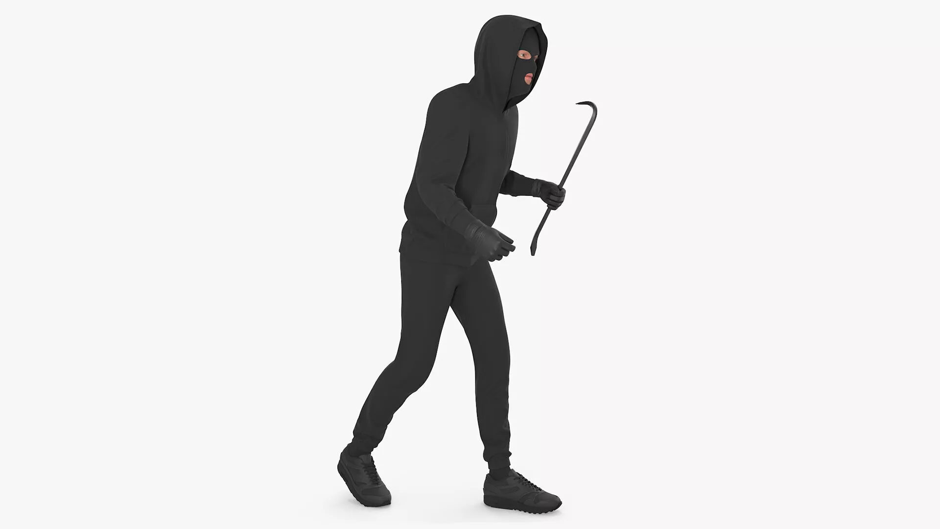 Robber Wearing Mask and Hood Rigged for Maya 3D model