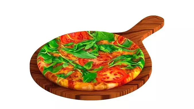 Veggie Pizza with Fresh Vegetables 3D model 2