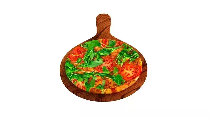 Veggie Pizza with Fresh Vegetables 3D model 4