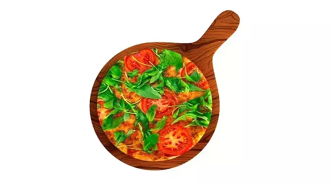 Veggie Pizza with Fresh Vegetables 3D model 6