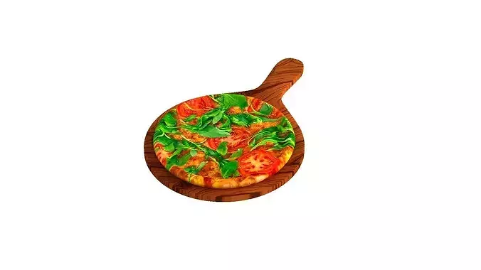 Veggie Pizza with Fresh Vegetables 3D model 3