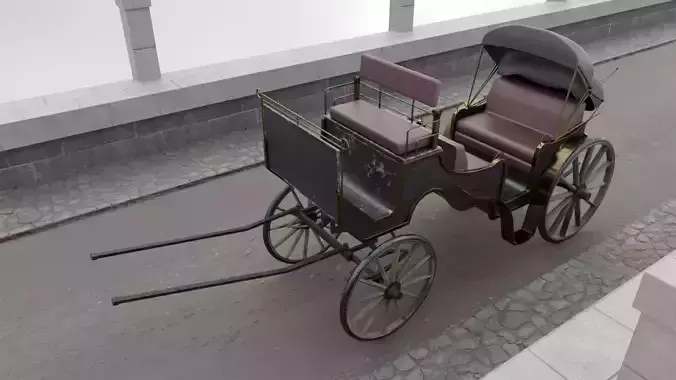 Victorian Carriage Low-poly 3D model
