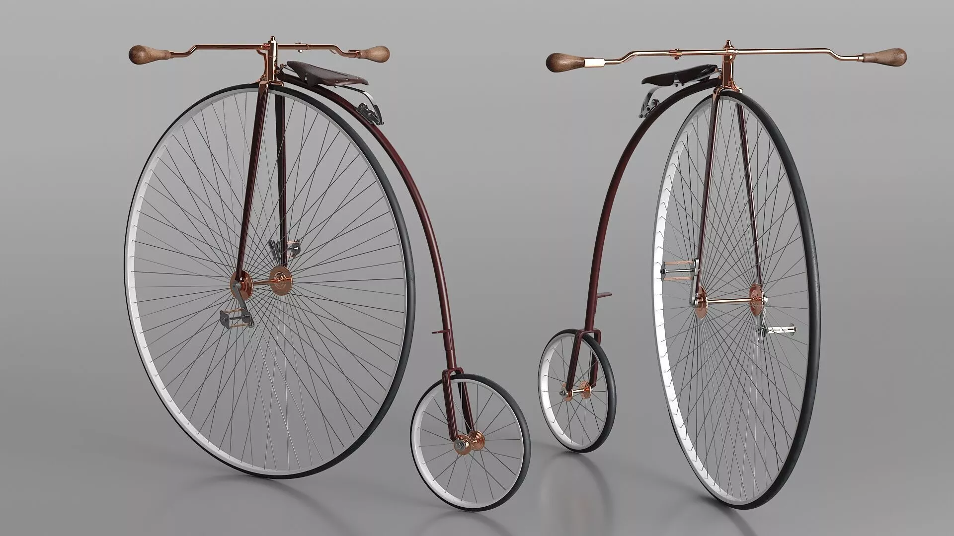 High Wheel Bicycle Rigged for Cinema 4D 3D model