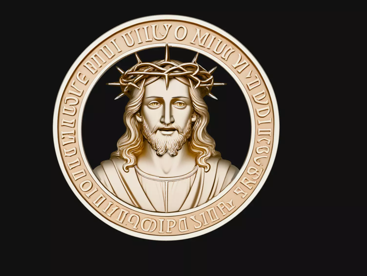 Crowned Jesus Thorn Medallion Relief STL Print Model 3D print model