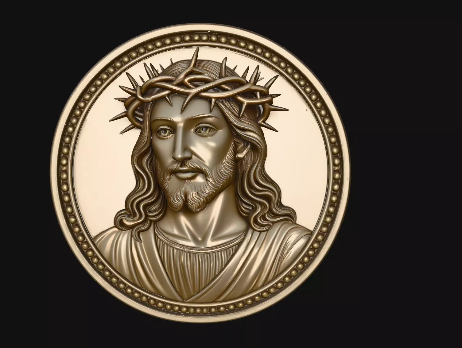 Jesus Crown of Thorns Beaded Medallion STL Print Model 3D print model