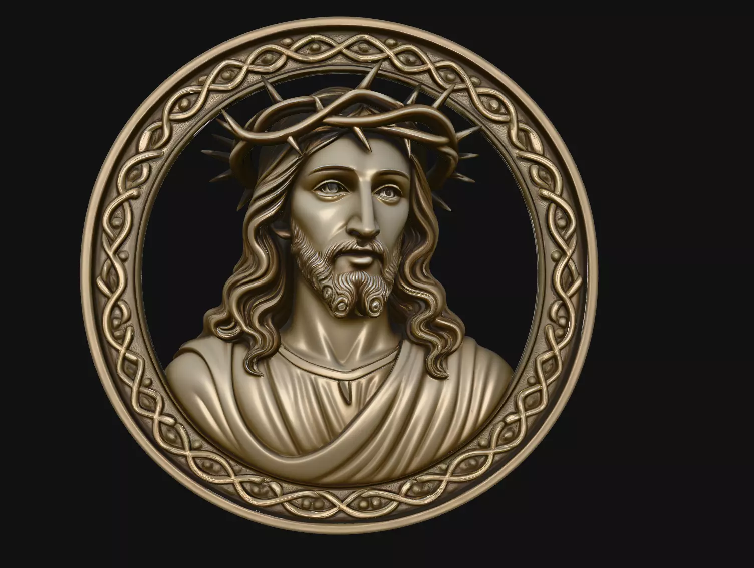 Braided Jesus Thorn Crown Medallion STL Print Model 3D print model