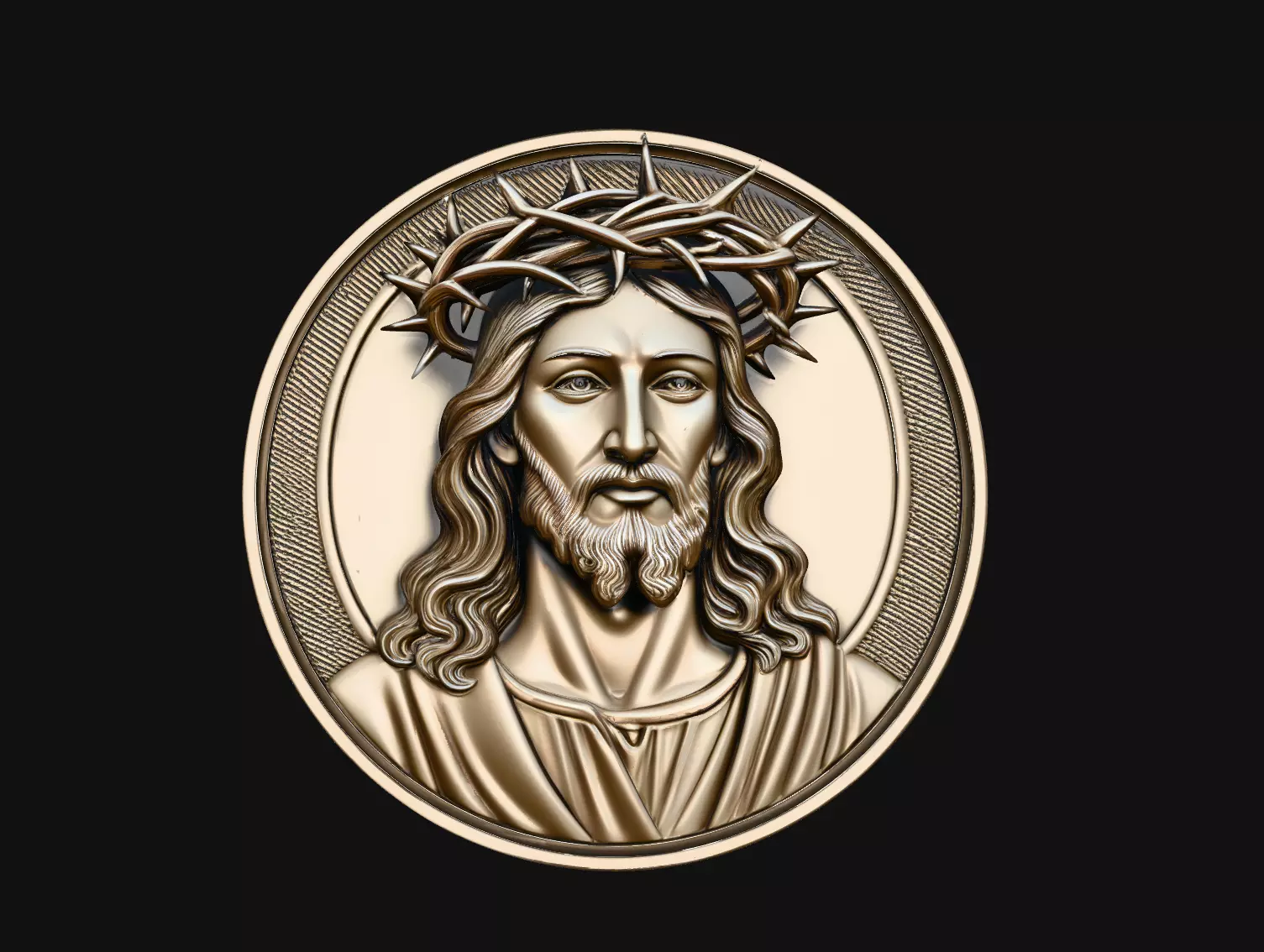 Radiant Jesus Thorn Crown Medallion STL Print Model 3D print model