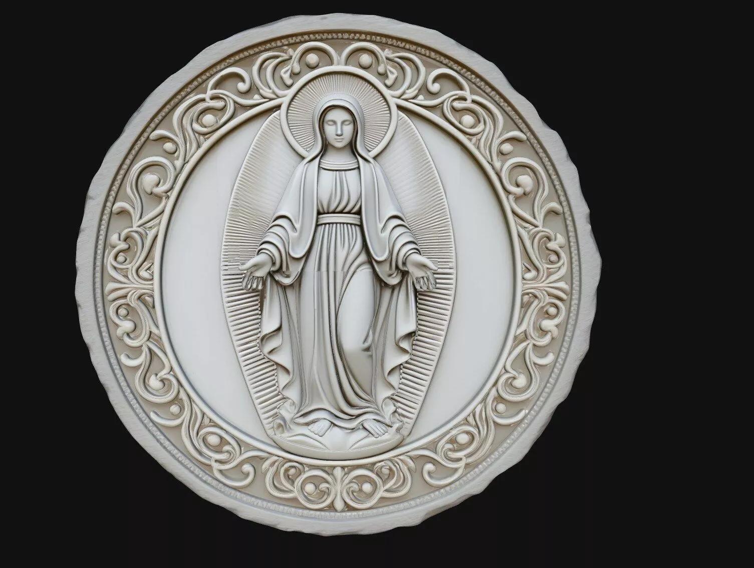Radiant Virgin Mary Medallion Relief STL Print Model 3D print model