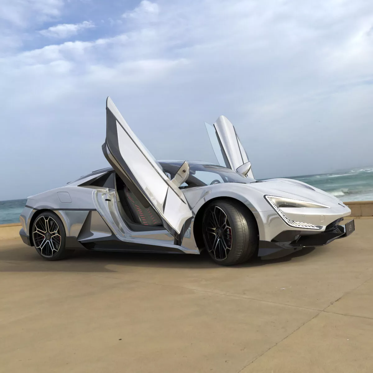 BYD Yangwang U9 Silver Supercar Rigged for Cinema 4D 3D model