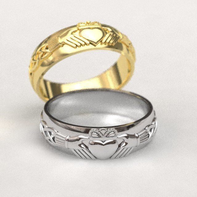 Claddagh Classic bands 3D print model_3