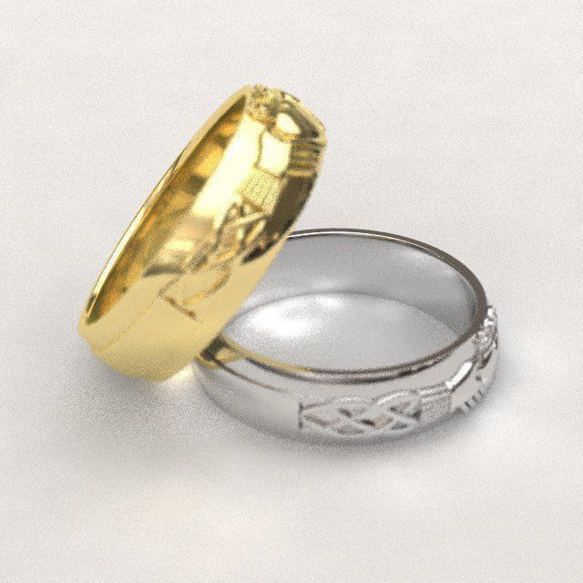 Claddagh Classic bands 3D print model_2