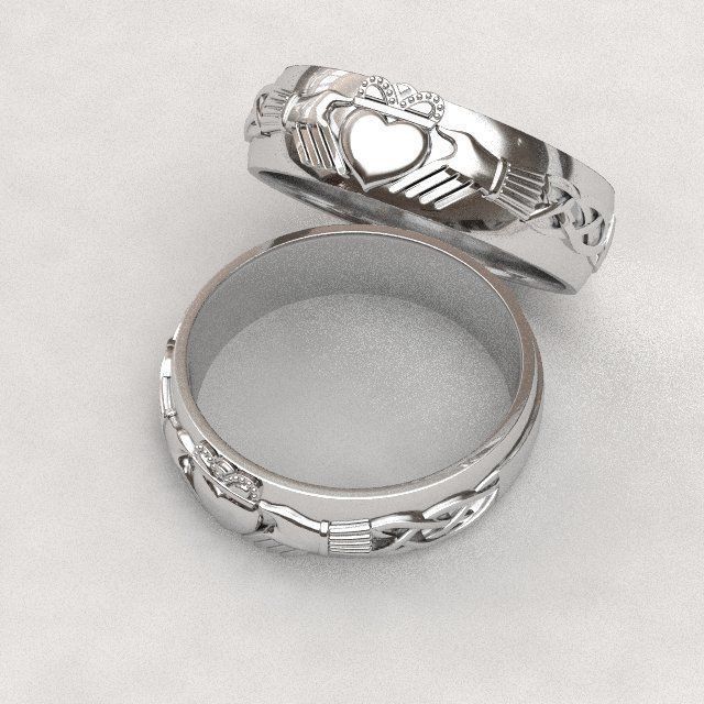 Claddagh Classic bands 3D print model_1
