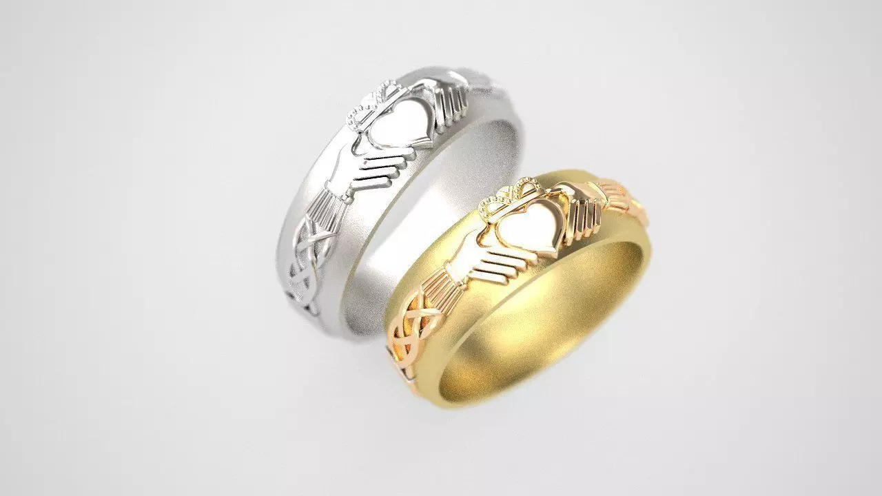 Claddagh Classic bands 3D print model_0