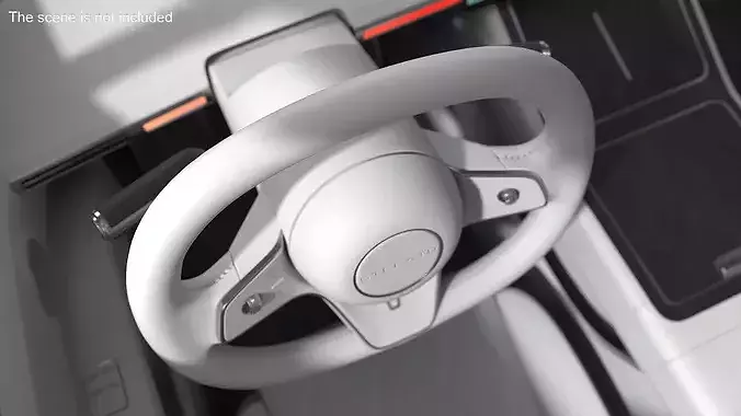 White Steering Wheel for Modern Sedan 3D model 3