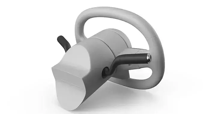White Steering Wheel for Modern Sedan 3D model 5