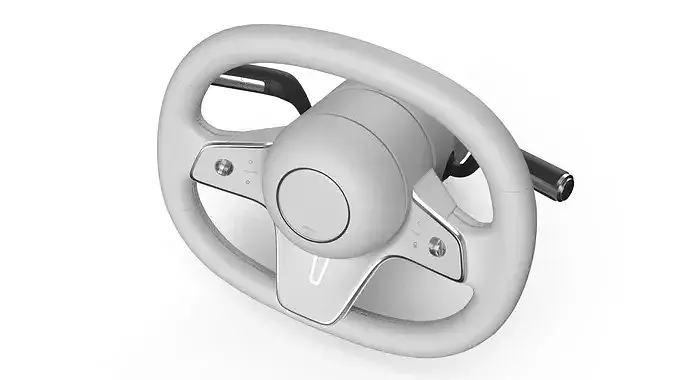 White Steering Wheel for Modern Sedan 3D model 6