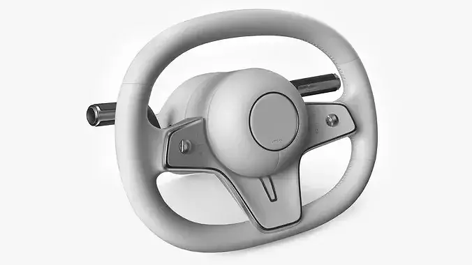White Steering Wheel for Modern Sedan 3D model