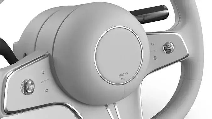 White Steering Wheel for Modern Sedan 3D model 7