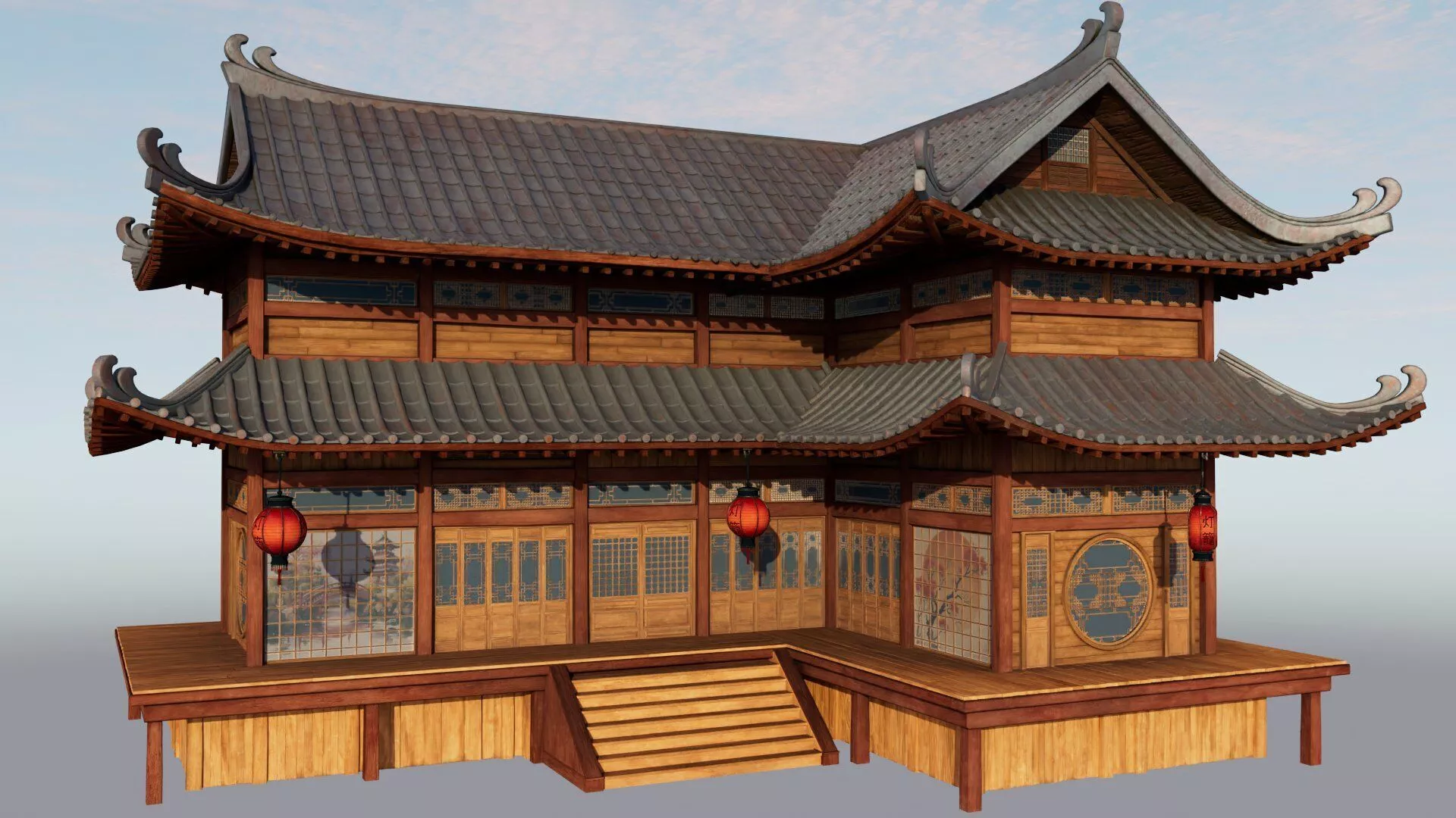 Japanese House Low-poly 3D model
