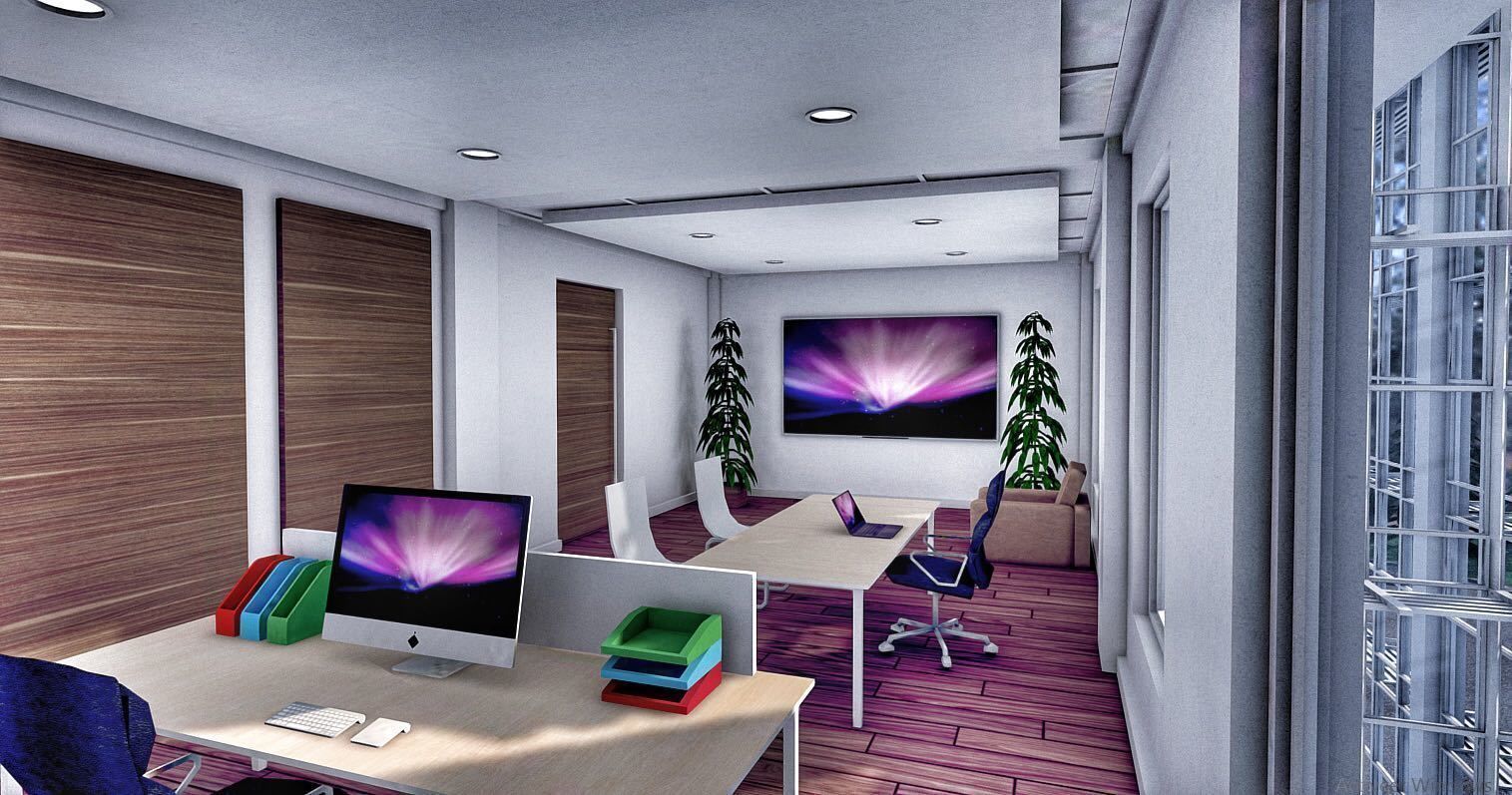 All furniture lightmapped SHC Quickoffice Low-poly 3D model_15