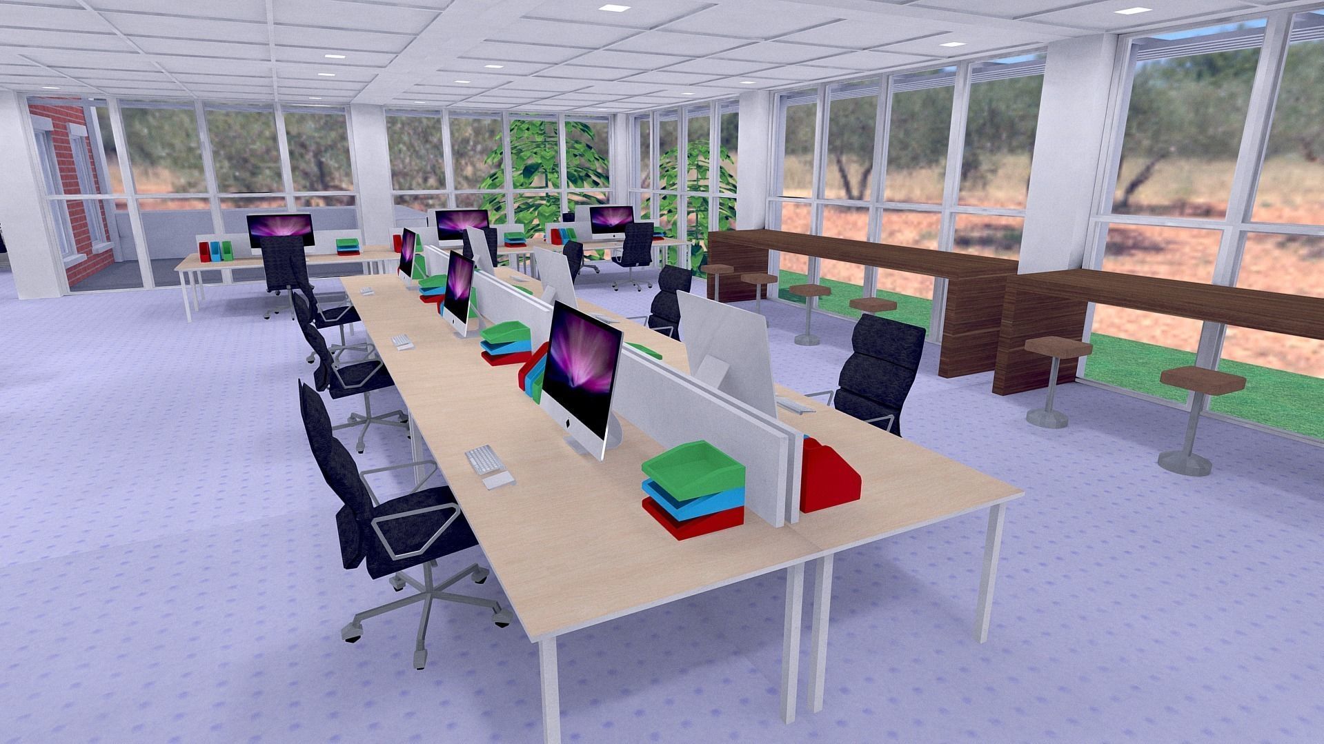 All furniture lightmapped SHC Quickoffice Low-poly 3D model_176