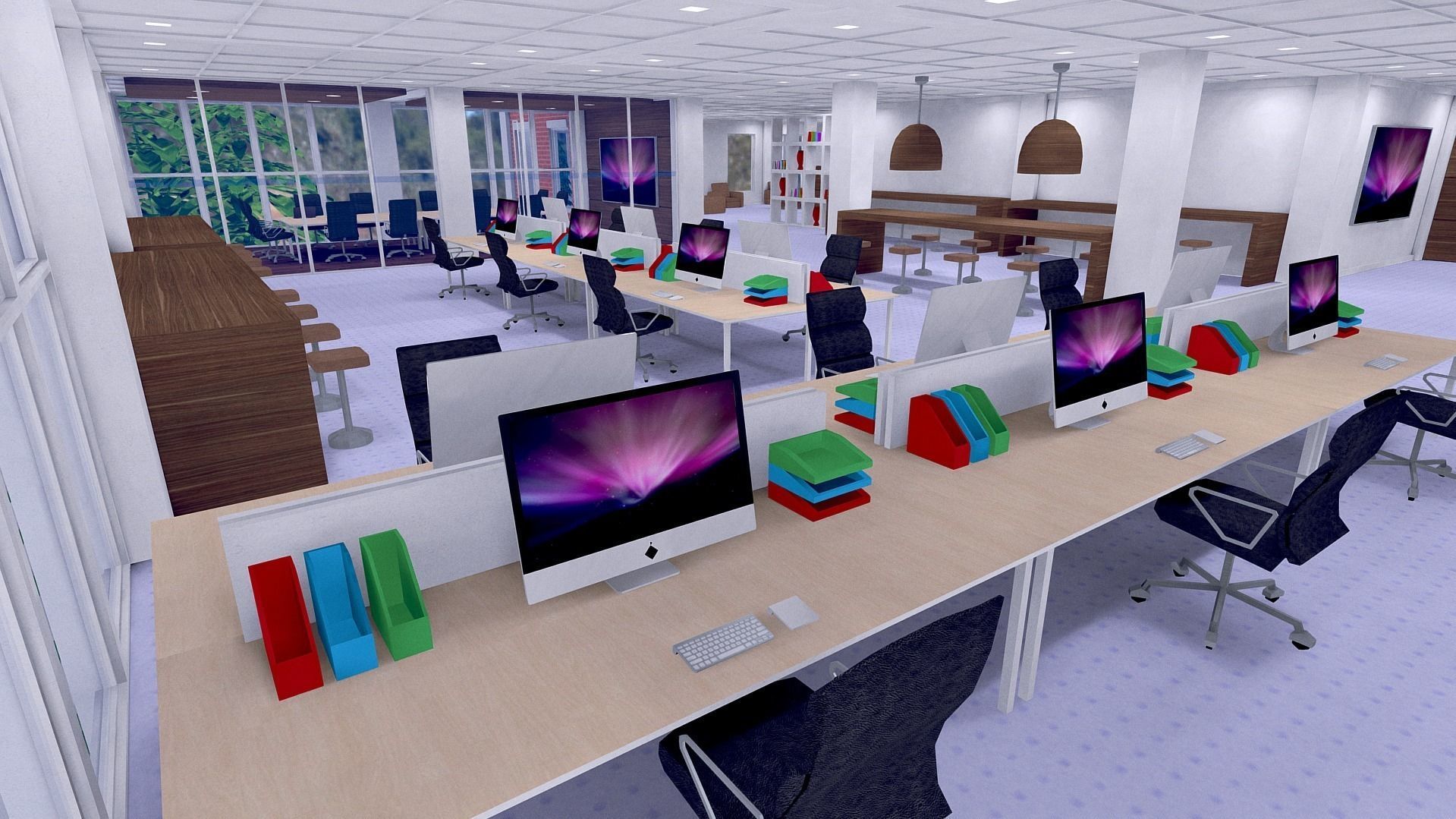 All furniture lightmapped SHC Quickoffice Low-poly 3D model_16