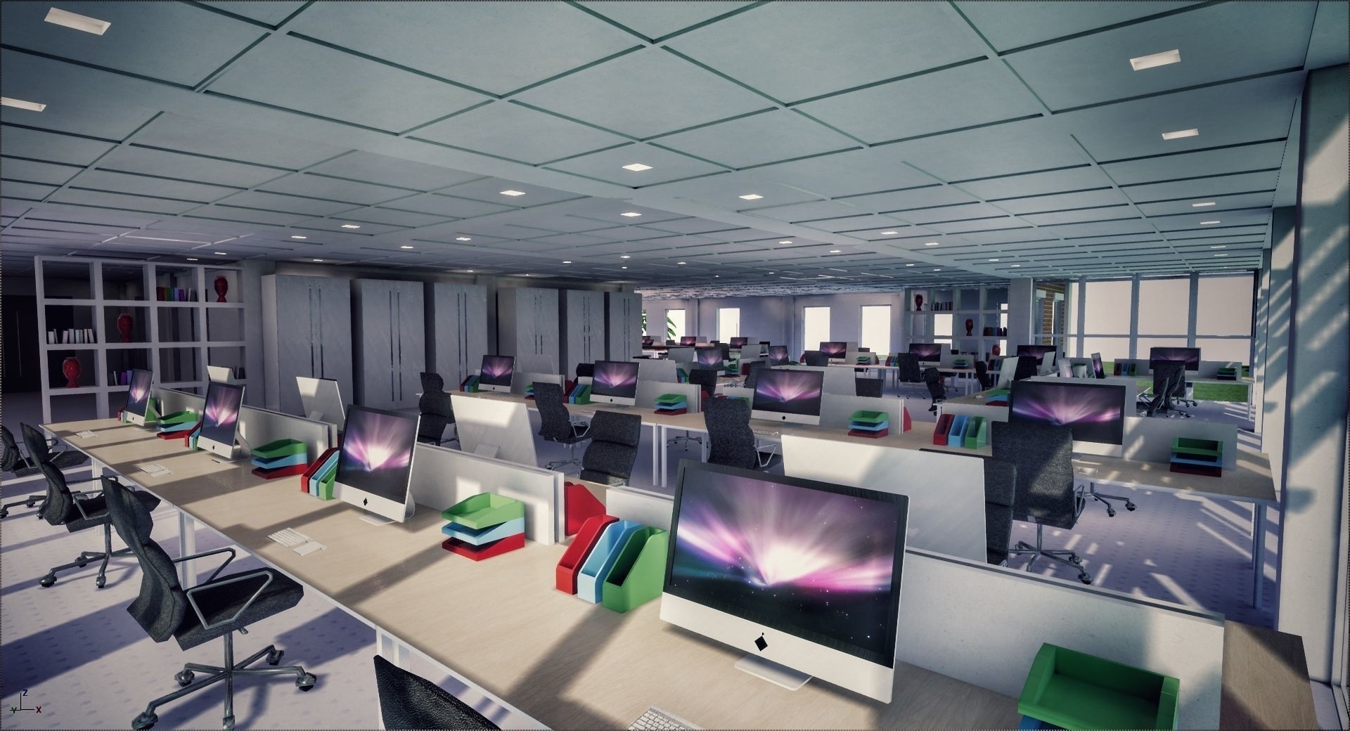 All furniture lightmapped SHC Quickoffice Low-poly 3D model_11