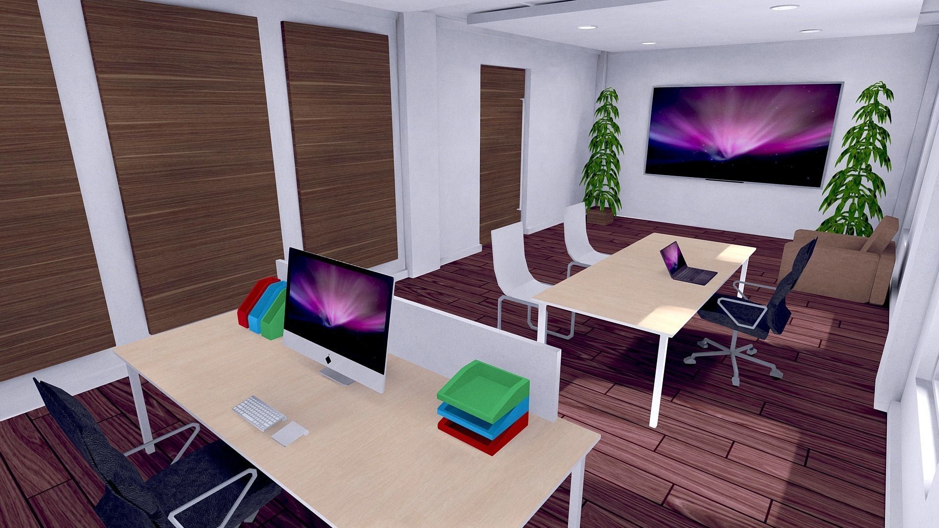 All furniture lightmapped SHC Quickoffice Low-poly 3D model_21