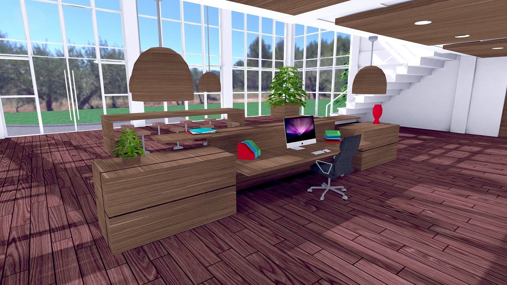 All furniture lightmapped SHC Quickoffice Low-poly 3D model_202