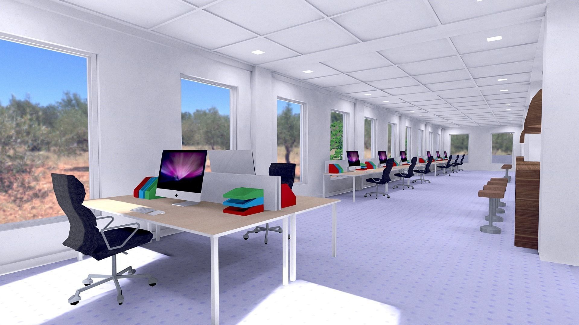 All furniture lightmapped SHC Quickoffice Low-poly 3D model_59