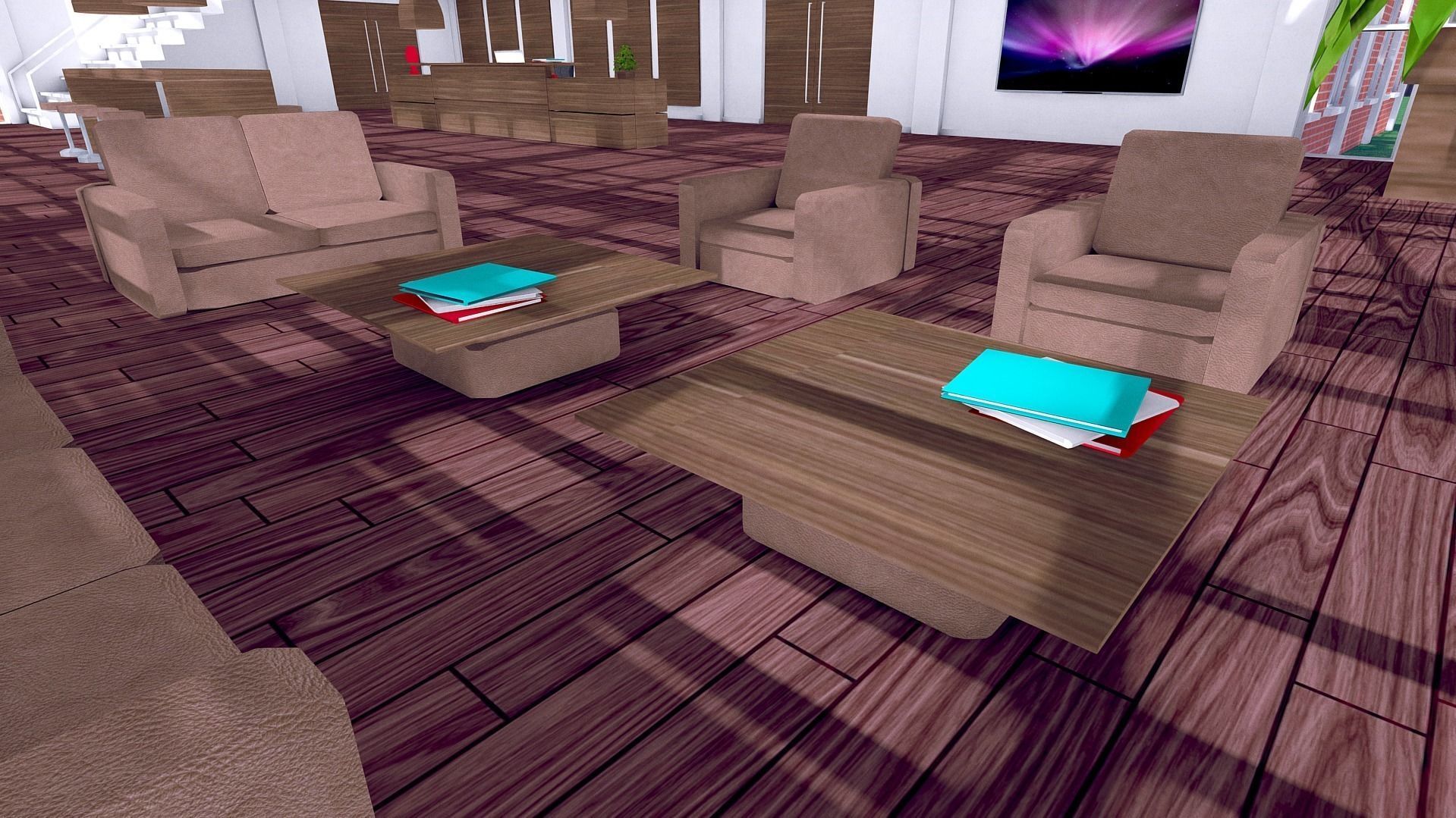 All furniture lightmapped SHC Quickoffice Low-poly 3D model_39