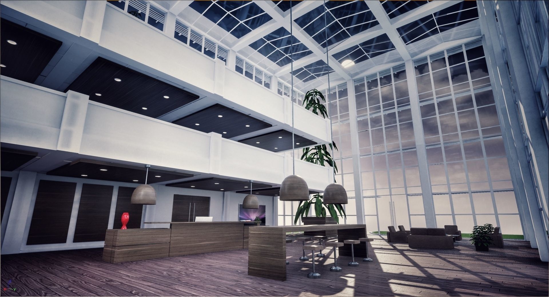 All furniture lightmapped SHC Quickoffice Low-poly 3D model_10