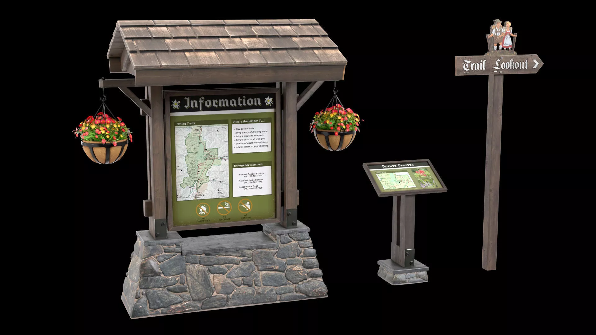 Information Boards 1A Low-poly 3D model