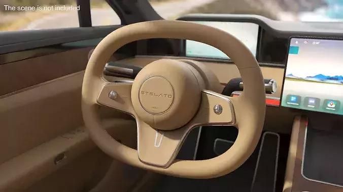 Huawei Stelato Steering Wheel Brown 3D model 2