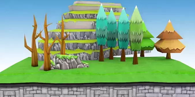 Level Design Forest Low-poly 3D model