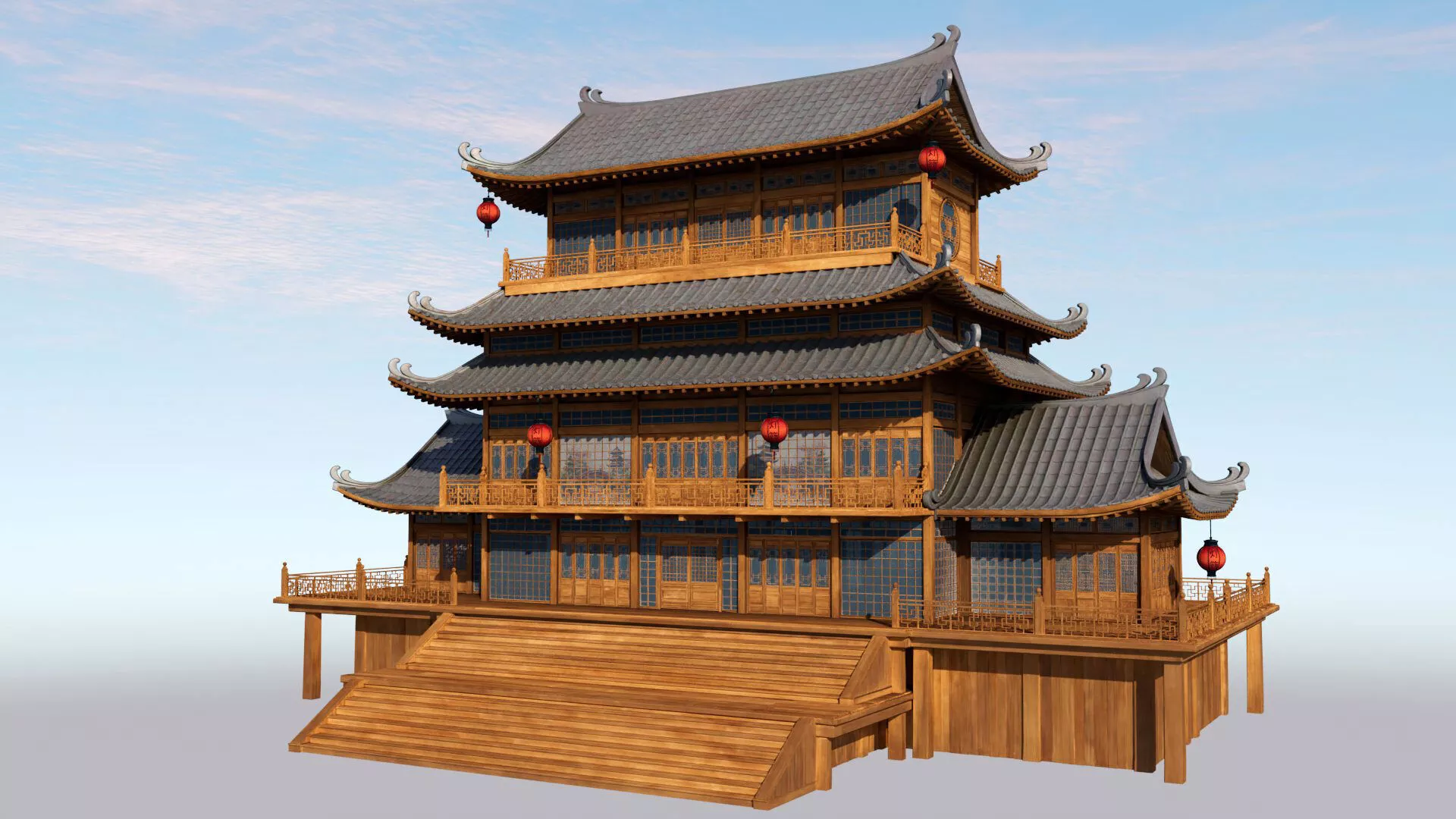 Japanese House Low-poly 3D model