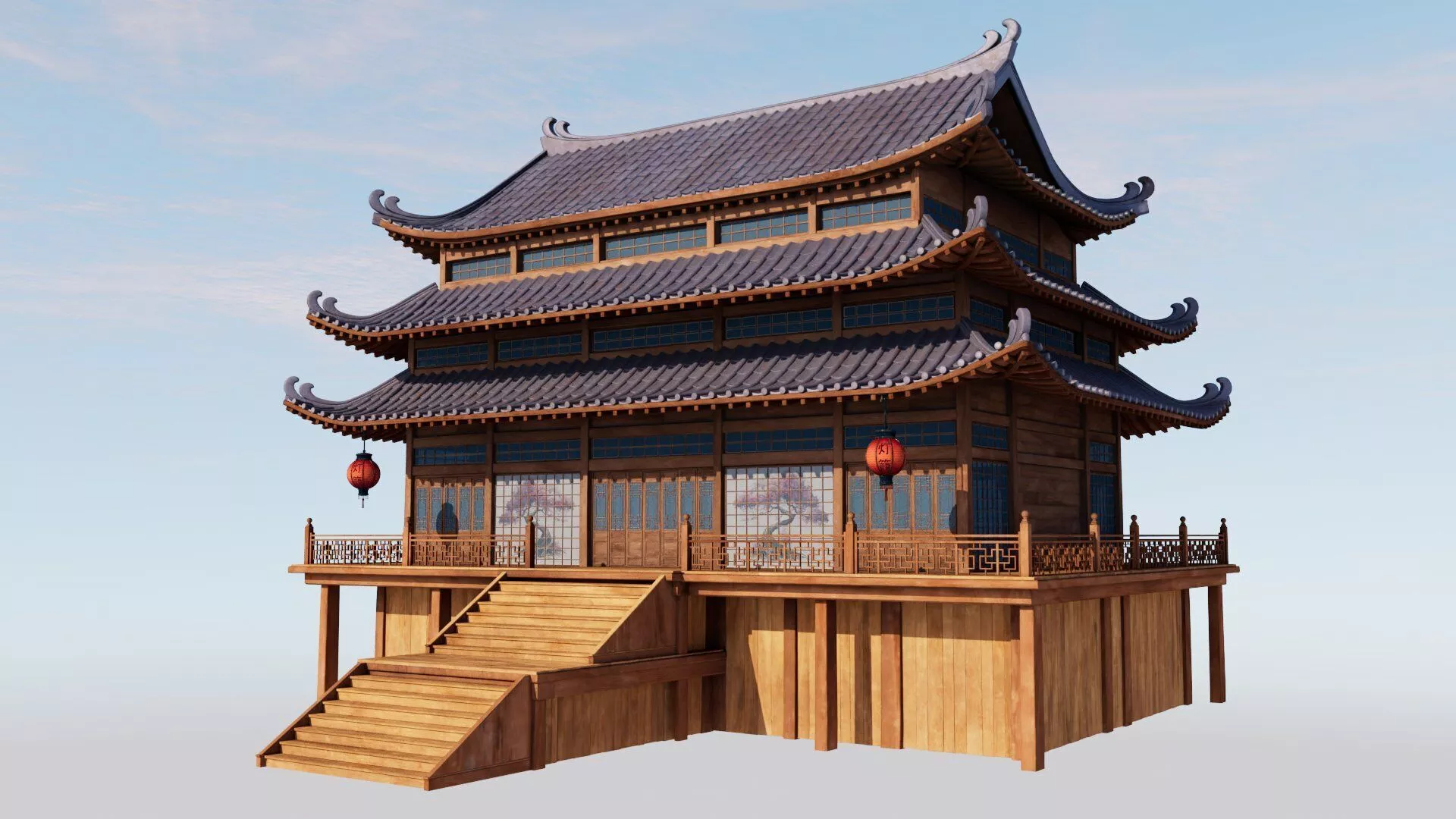 Japanese House Low-poly 3D model